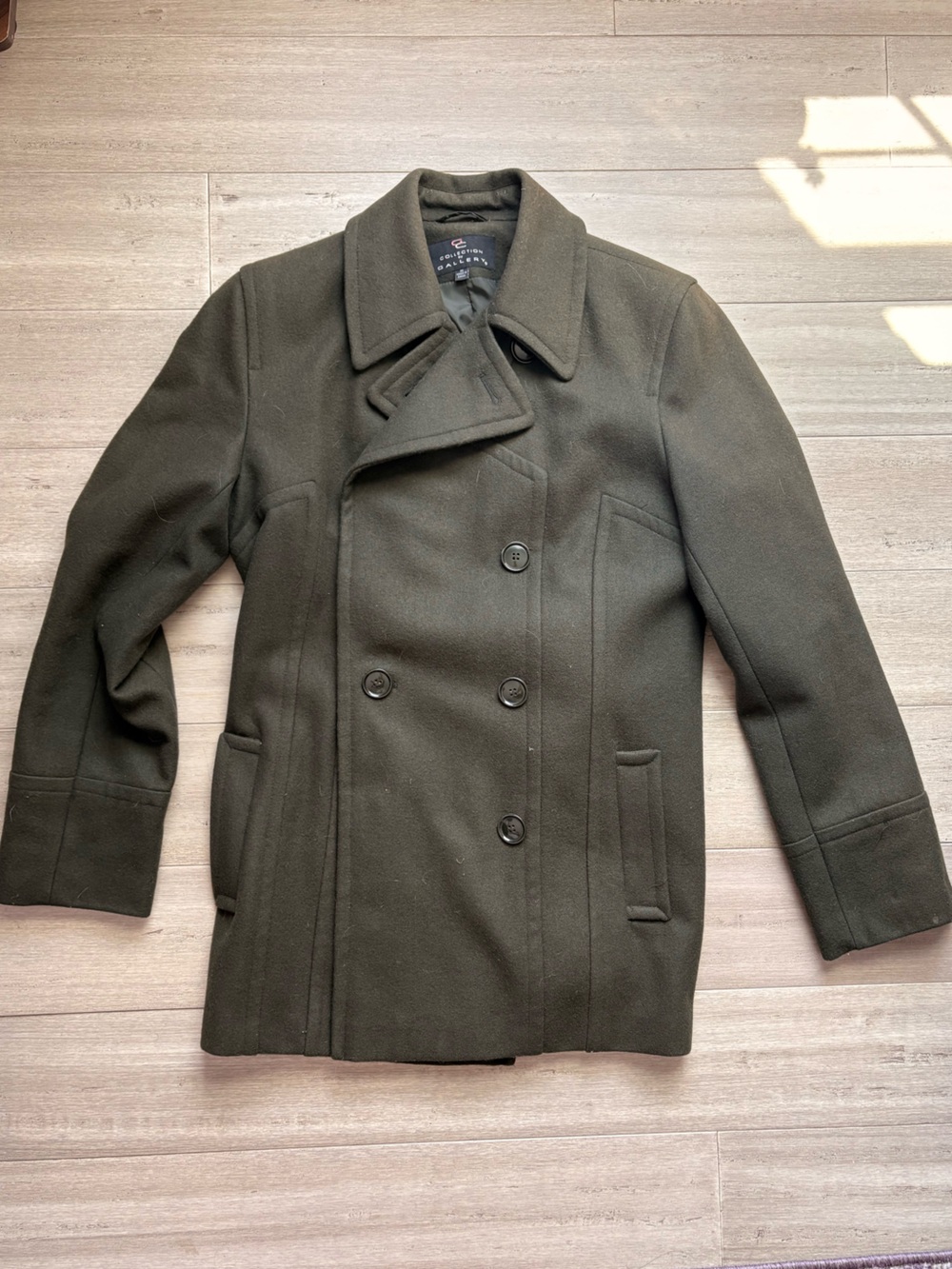 Women’s Dark Green Double-Breasted Peacoat Jacket